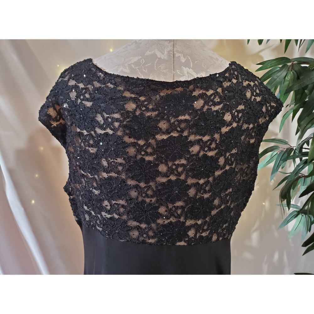 Vtg Y2K Connected Apparel Draped Babydoll Faux Wrap Lace Sparkle Dress Size 14W - Picture 7 of 13